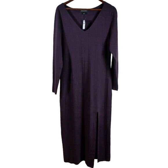 Banana Republic Dresses & Skirts - NWT Banana Republic Purple Wide Ribbed Knit Long Sleeve Slit  Sweater Dress Sz L